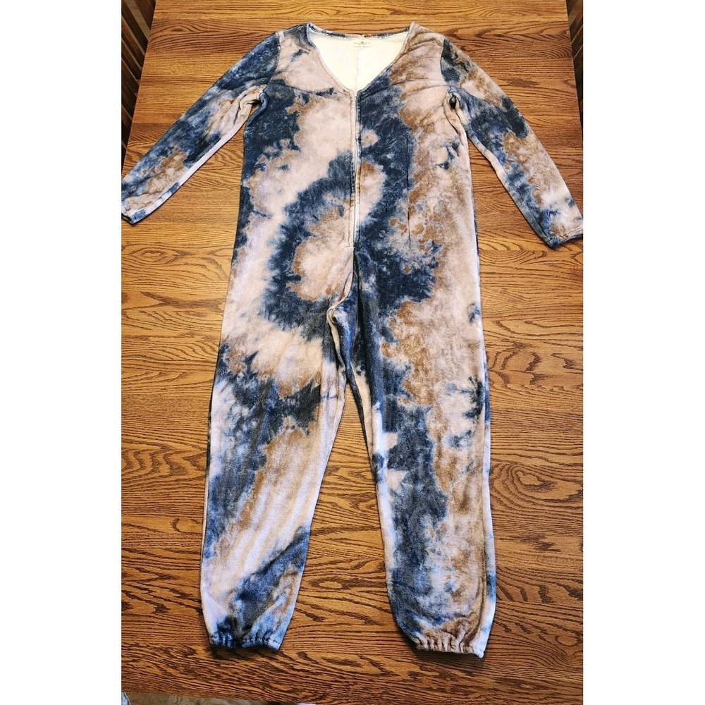 Natural Life One Piece Plush Pajamas Womens Tie Dyed Lounge Wear Size Small
